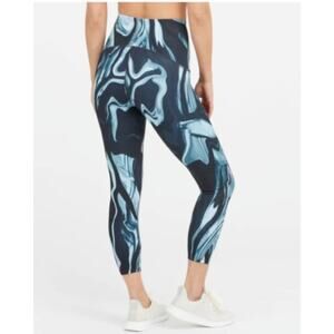 New Spanx Booty Boost 7/8 Printed Marble Leggings Pants Marbled Blue Women's XS